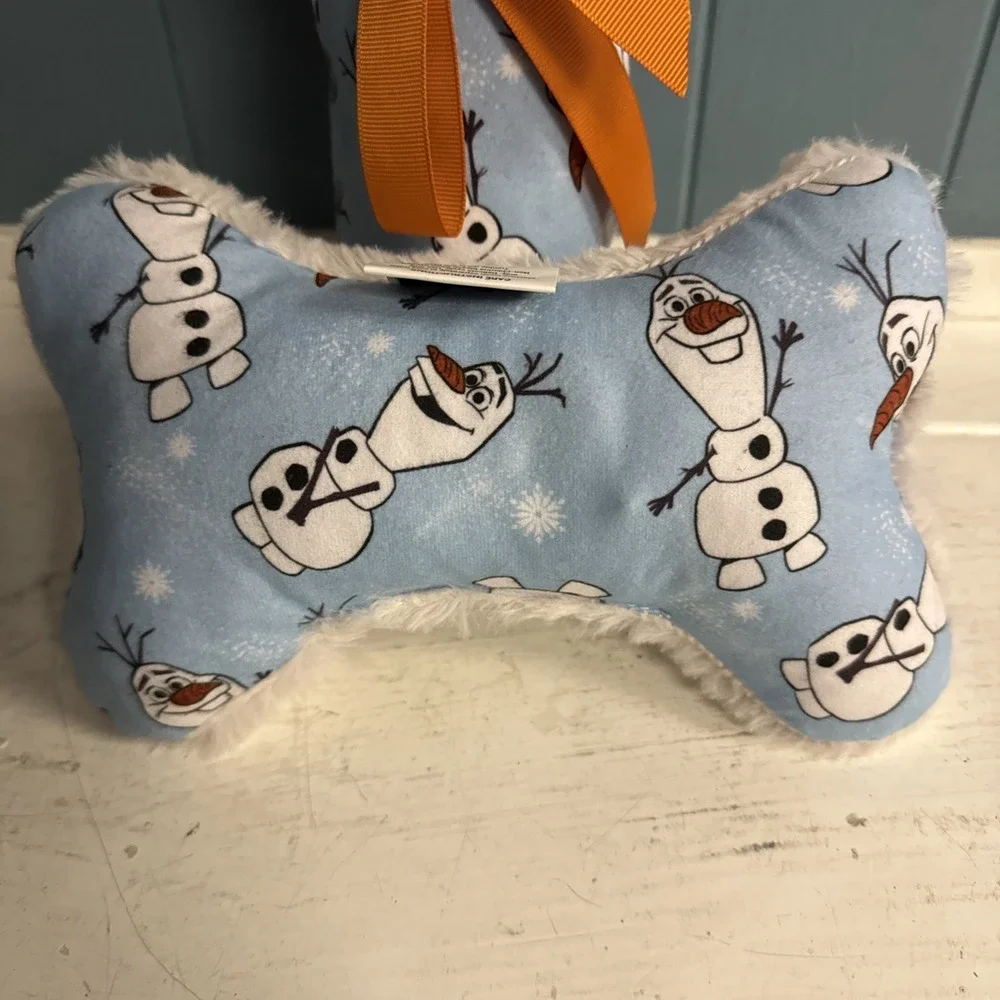 Disney Frozen Plush Olaf Bone Shaped Dog Toy + Small Soft Doggy Pet‎ Blanket